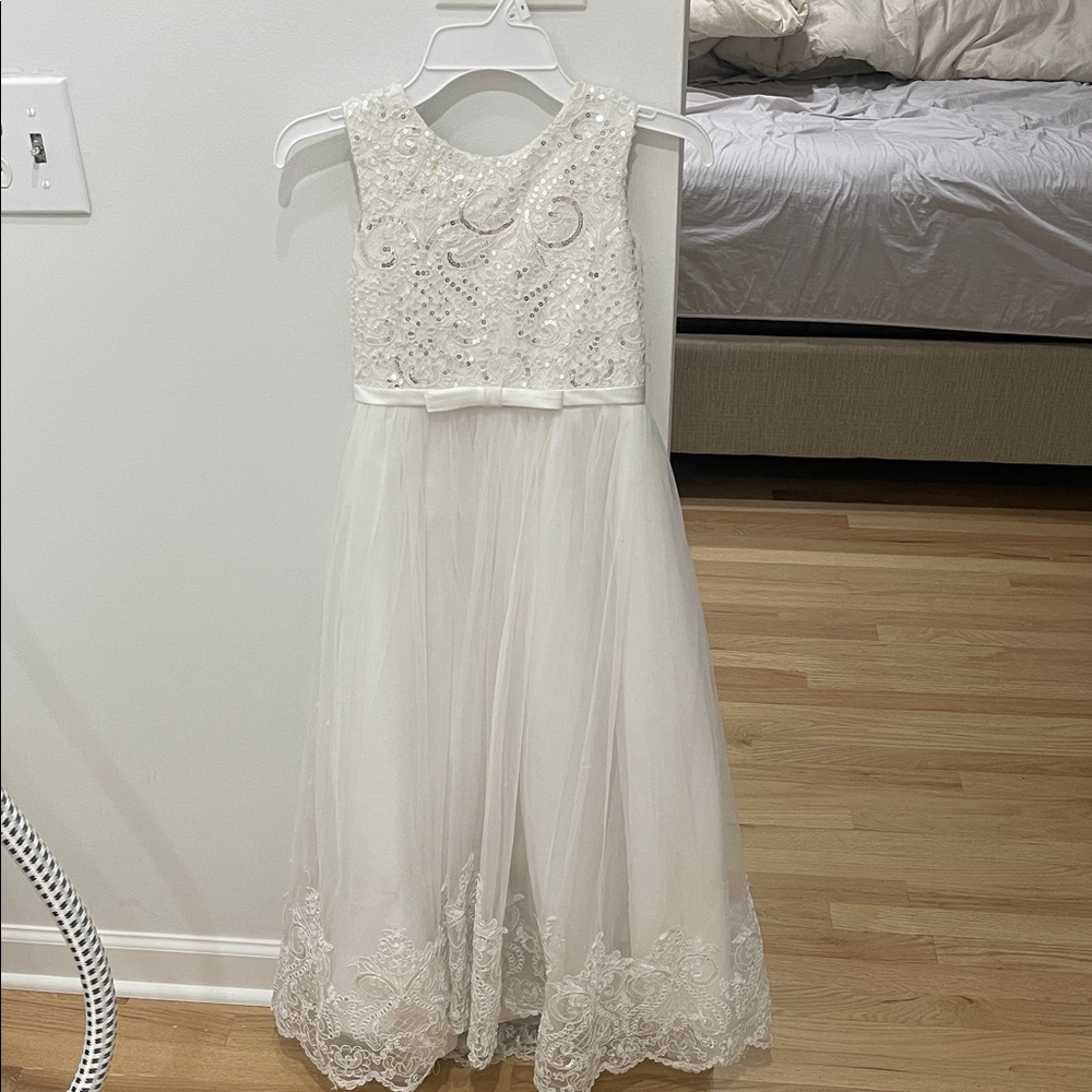 Amazon White Lace Formal Kids Dress